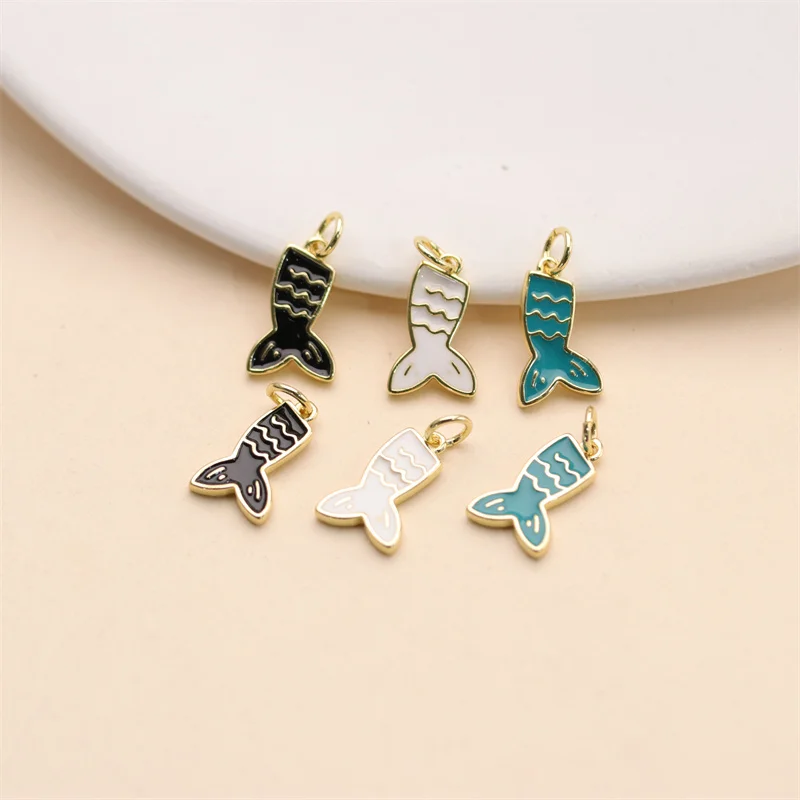 Enamel Whale Tail Charms Mermaid Charms Pendants for Diy Supplies Jewelry Accessories
