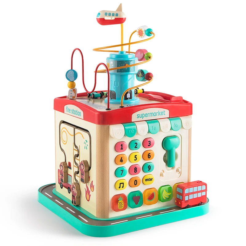 Top selling Educational friendly intelligent plastic activity cube building blocks Multi function kids music toys