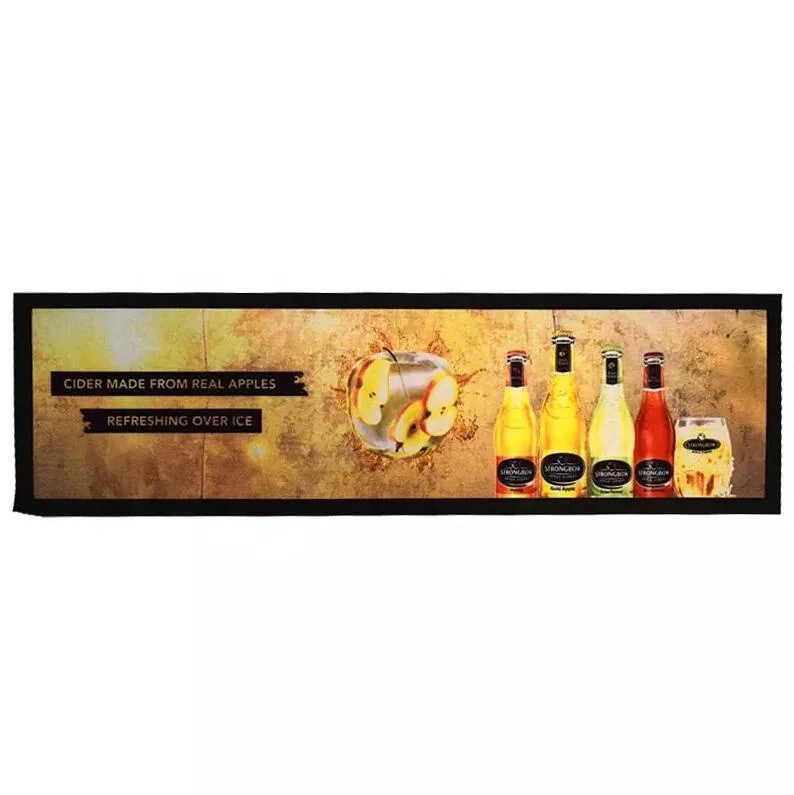 2024 LW Sublimation OEM Logo Natural Rubber Desk Mat For Bar Accessories Spill Mats Anti-Slip bar mat