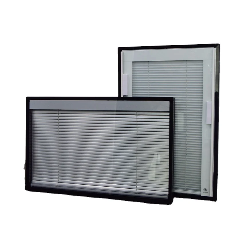 aluminium double glass door with venetian blinds Magnetic Curtain Anti-damage Blinds for windows
