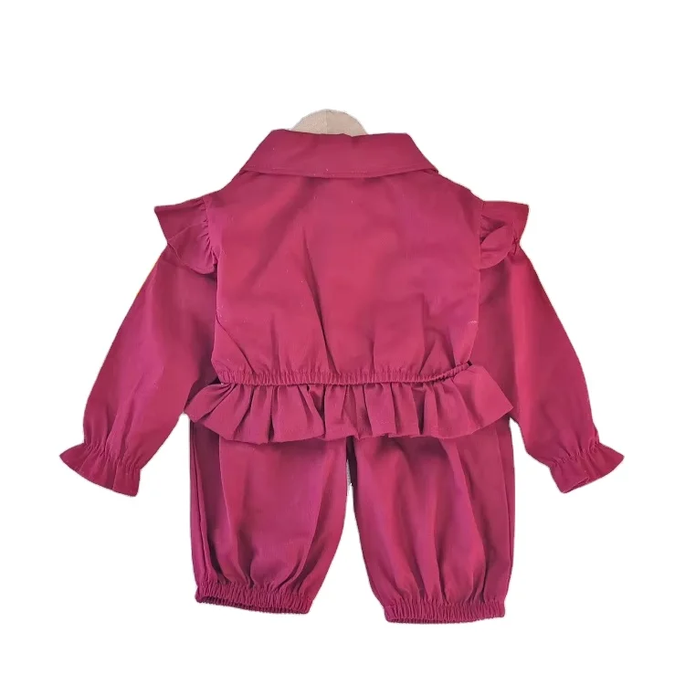 2024 Korean Style Spring Autumn Children 2pcs Solid Color Sweet Baby Girl Clothing Set