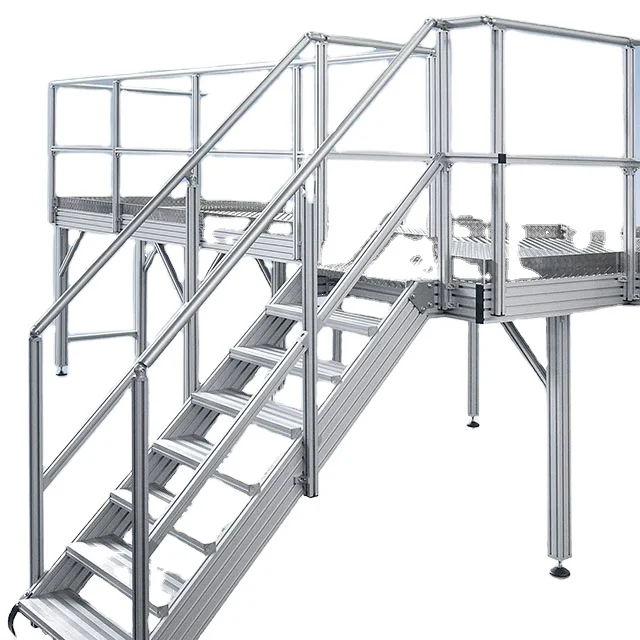 Warehouse  aluminum frame step work platform system stair platform handrail