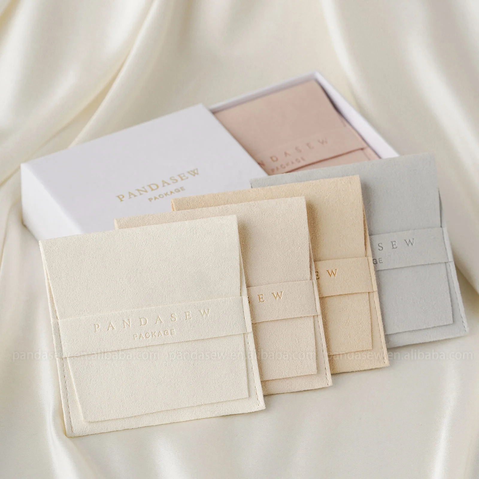 PandaSew microfiber thickened jewelry bags earrings necklaces ring jewelry storage gift packaging with custom logo