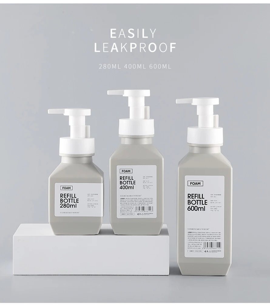 
Popular In Stock PET 280ml 400ml 600ml gel refillable hand soap packaging pump designed foaming shampoo bottle 