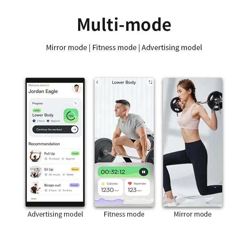 Custom Floor Stand Digital Signage Fitness Smart Wifi  Weight Mirror Exercise Workout Mirror