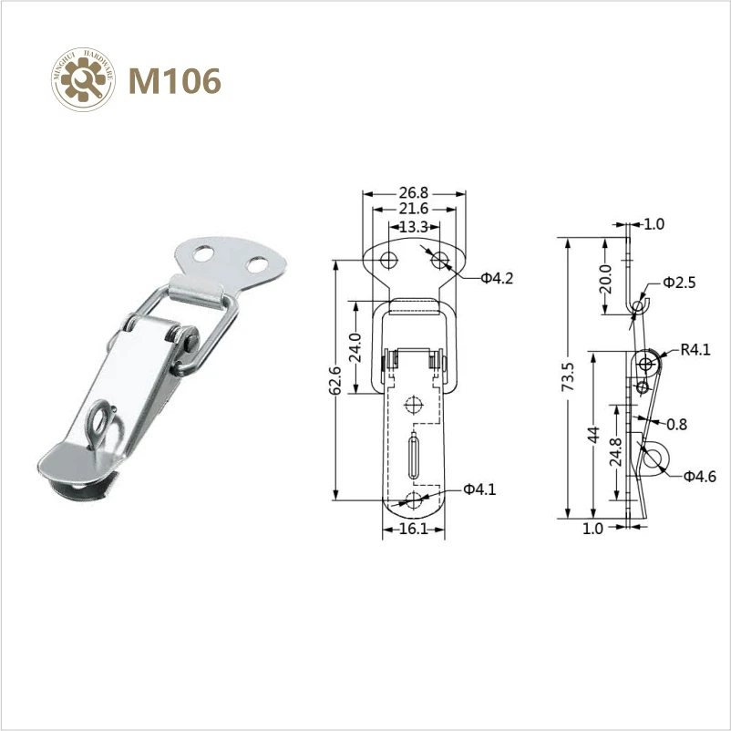 Polishing case hardware stainless steel snap lock