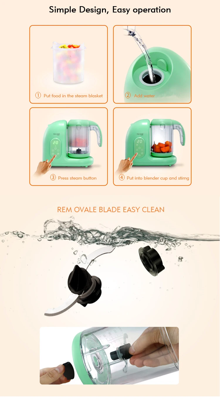 Household Portable Baby Food Blender Electric Baby Food Maker Multi-function Automatic Food Processor Steamer