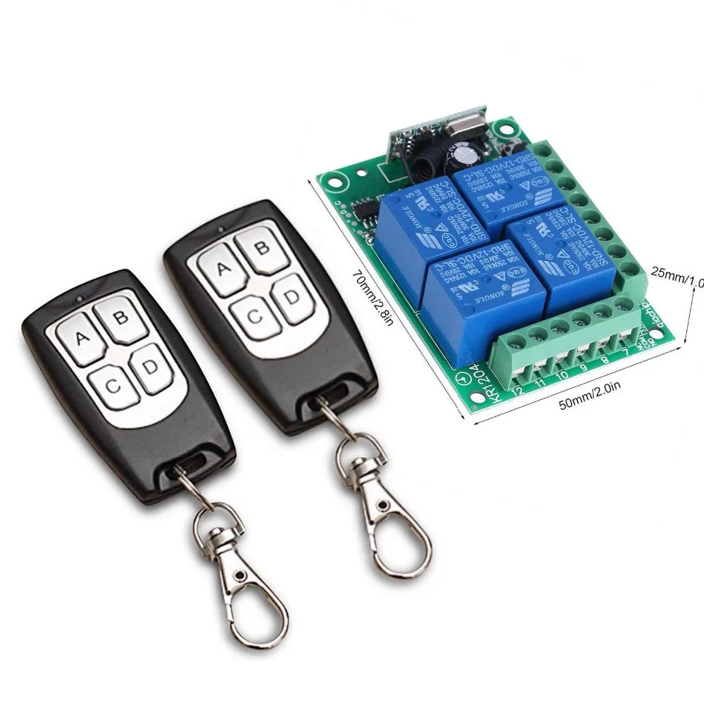 Универсальный беспроводной пульт дистанционного управления переключатель постоянного тока 12V 4CH модуль приемника радиорелейной линии с 4 канальный РЧ пульт дистанционного управления 433 МГц передатчик