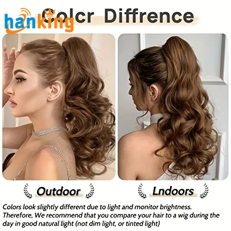 Ehanking Women Long Wavy Ponytail Extensions 22 Inch Tail Claw Clip Synthetic Pony Hairpiece Ladies Natural Wig