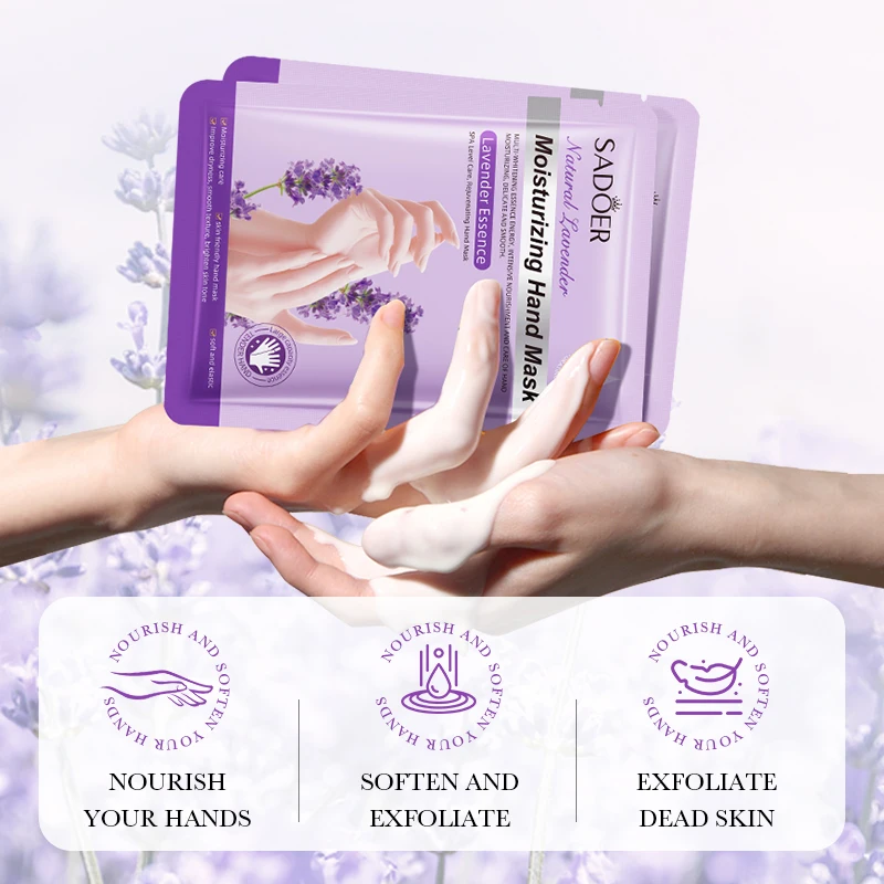 Lavender Whitening Moisturizing Organic Nourishing Hand Mask Gloves Private Label Hand Sheet Mask Custom Wholesale Natural