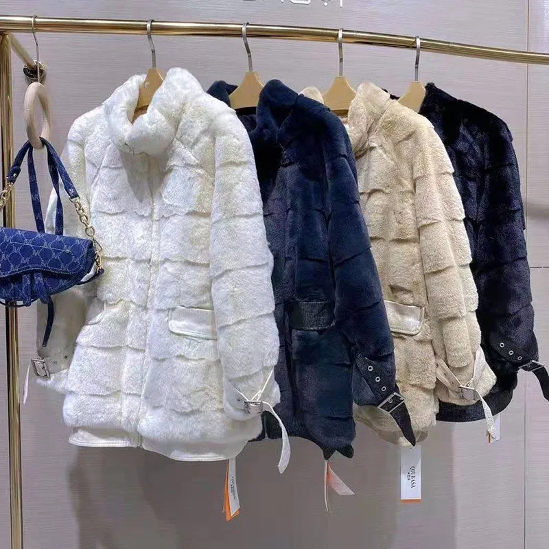 Зимнее простое Новое Норковое шерстяное пальто б/у оптом модная женская одежда