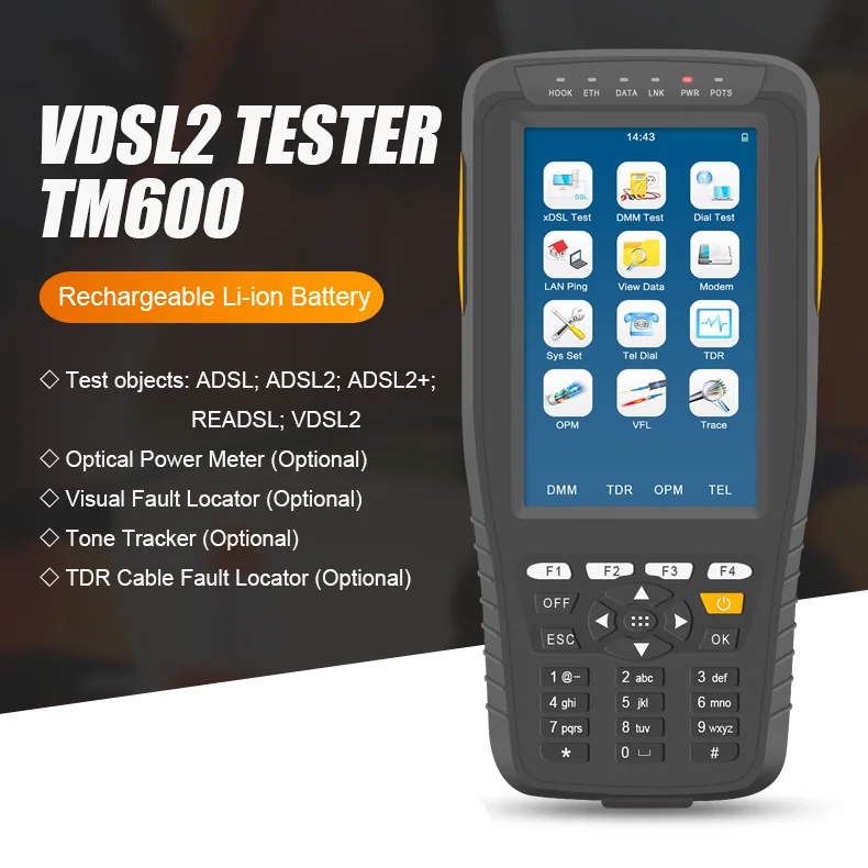 All Functions VDSL Modem VDSL2 Tester TM-600 WAN & LAN Tester xDSL Line Test Equipment with OPM+VFL+Tone Tracker+TDR TM600
