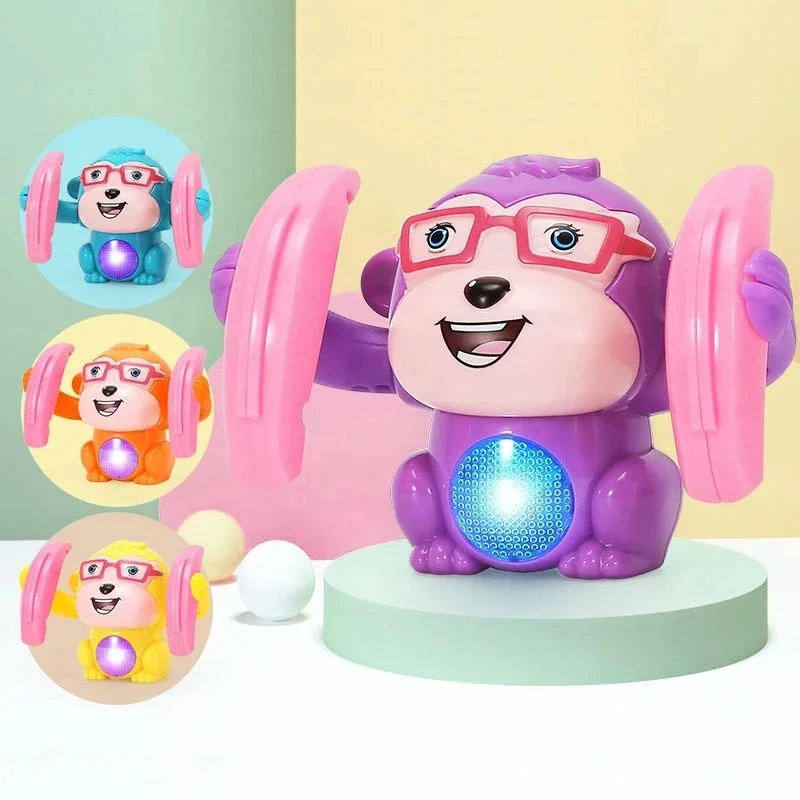 Flipping voice control tumbling monkey toy rollover electric induction rolling animal toy for children with lighting and music