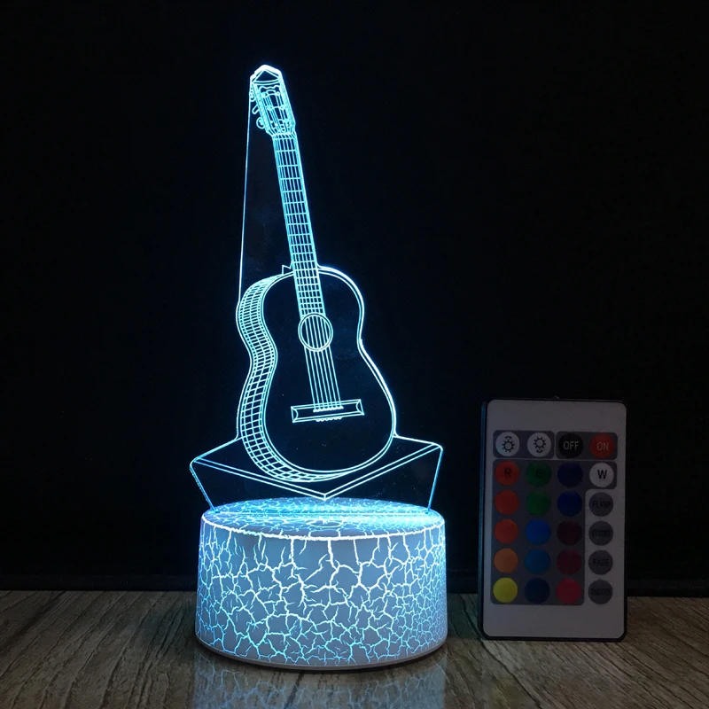3D acrylic guitar night light lamp LED 7 Color Changing Gradient Baby Child Sleeping Night Light