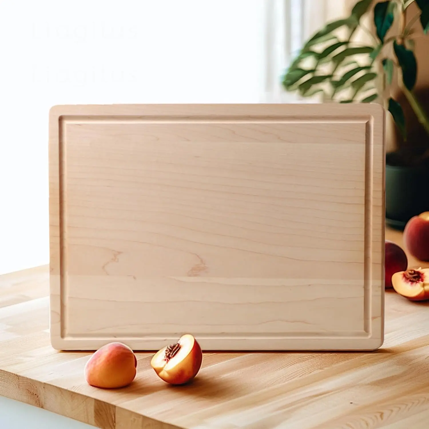 Maple Wood Cutting Board Reversible Wooden Chopping Boards for Kitchen with Juice Groove Large Fruit Charcuterie Board
