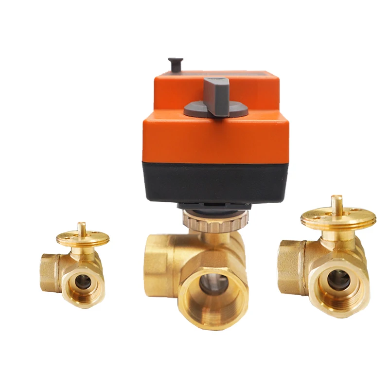 Winvall 24VAC/DC Electric Proportional Valves 0-10V  Motorized Actuator Mini Modulating Water Flow Control  3 Way Ball Valve