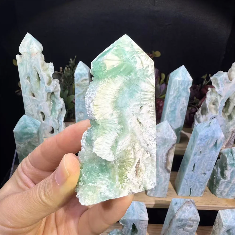 Wholesale Natural Carved High Quality Crystal Hemimorphite Point For Home Decoration