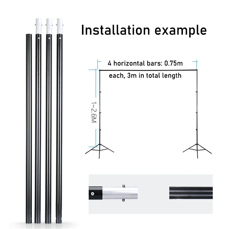 Nicro Wholesale Adjustable Photoshoot Background Backdrops Stand Photo Video Studio Photography Backdrop Support System Kit