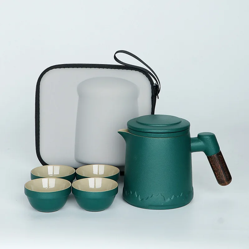 custom cheap low price ceramic travel tea mug infuser set with carrying bag