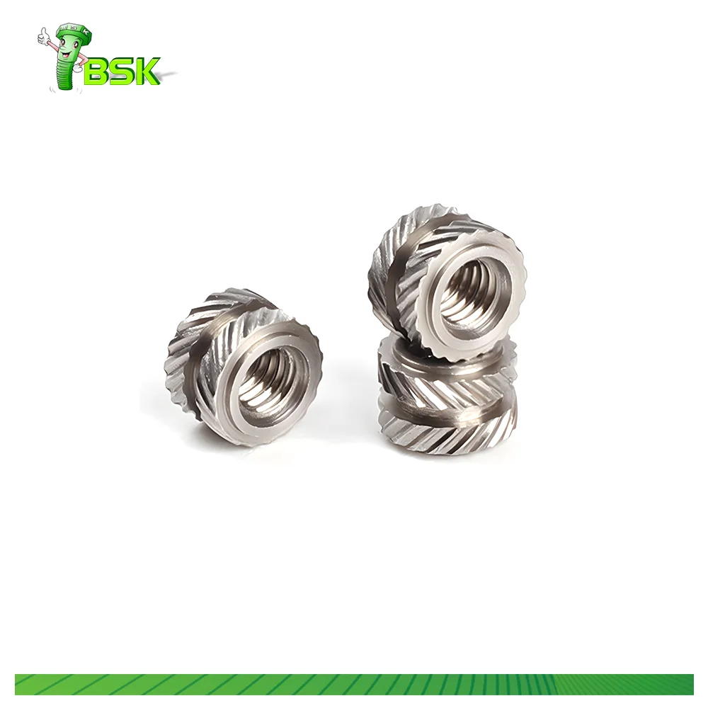 OEM Service Precision Brass Knurled Nut M1.0 M1.2 N1.4 M1.6 M2 M2.5M3 M4 M5 M6 M8 M10 M12  1/4-20  Insert Nut for Plastic