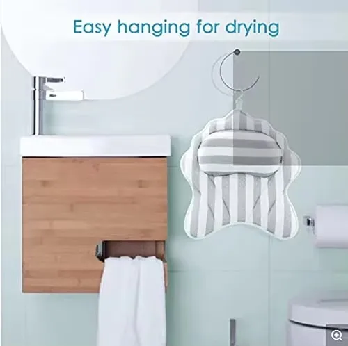 Skymoving New Striped Bathtub Spa Bath Pillow Relieve Stress Rejuvenate With Neck and Head Rest Support Bath Pillow for Bathtub