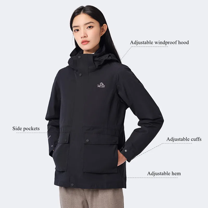 Pelliot Goose Down Waterproof Jacket 10000MM 2024 New Arrivals A/W 3 in 1 Mountain Outdoor Warm Down Jacket