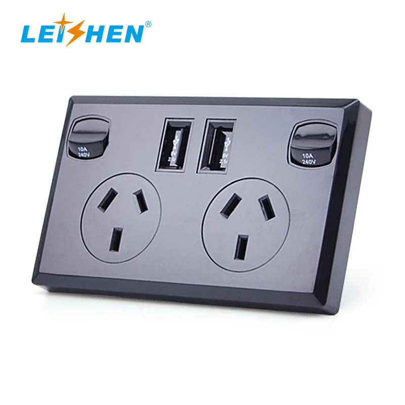  Утвержденны SAA 10A дома GPO жилые электрические розетки 2.1A Dual USB 2 Gang Австралия Power Point