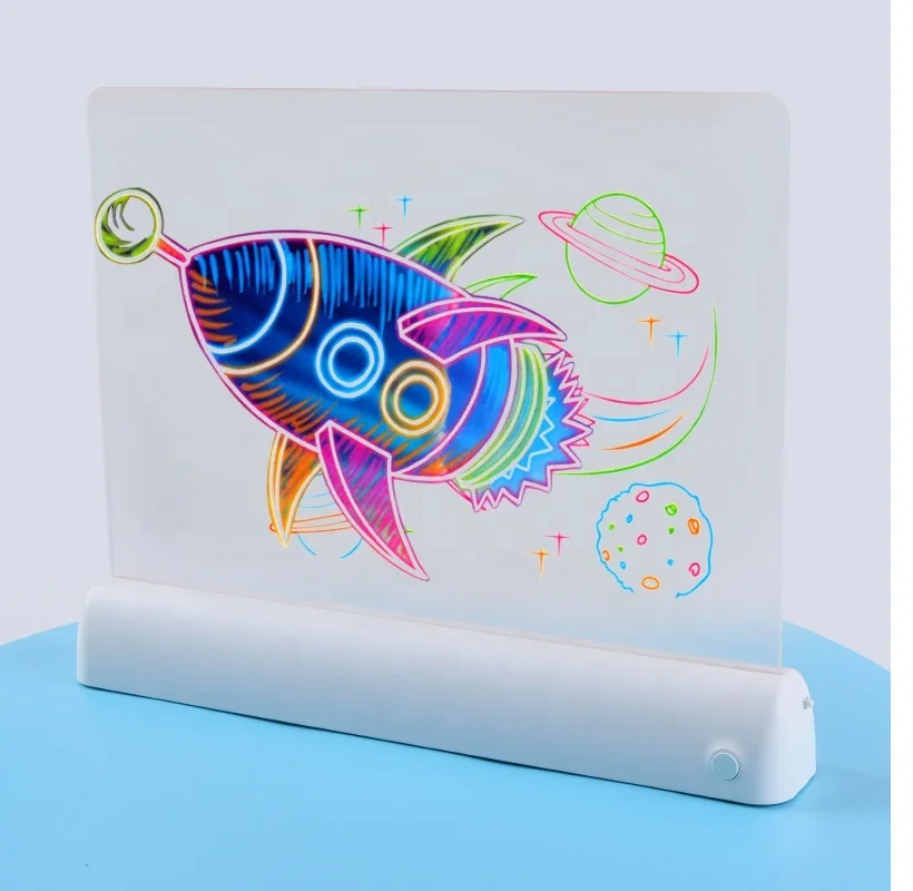 glow magic board colorful glowing Fluorescent kids drawing magic 3D drawing board