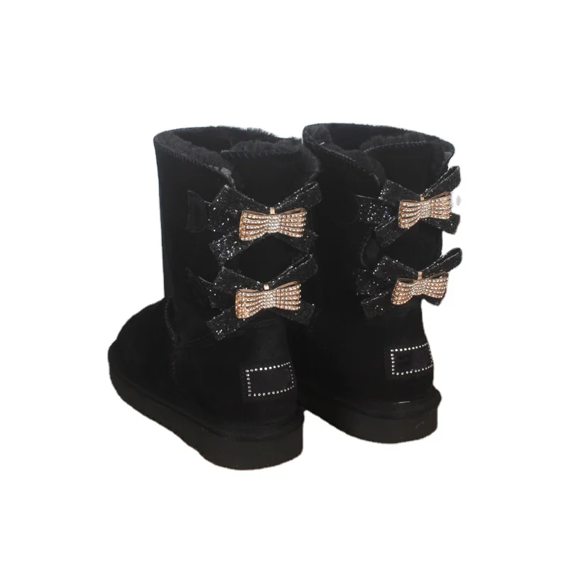 
Стильные блестящие меховые зимние теплые водонепроницаемые женские зимние сапоги из лисьей овчины 