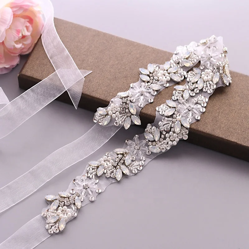 Delicate Crystal Rhinestone Applique Belt Bridal Wedding Sash And Belts For Evening Party Dress Accessories