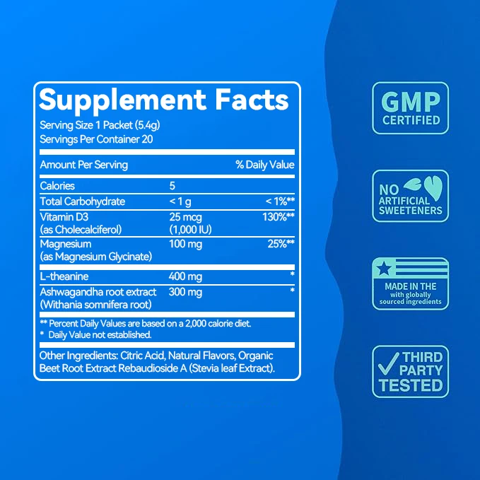 OEM Wholesale Supercalm Magnesium Calm Powder Electrolyte Mix Powder Drink