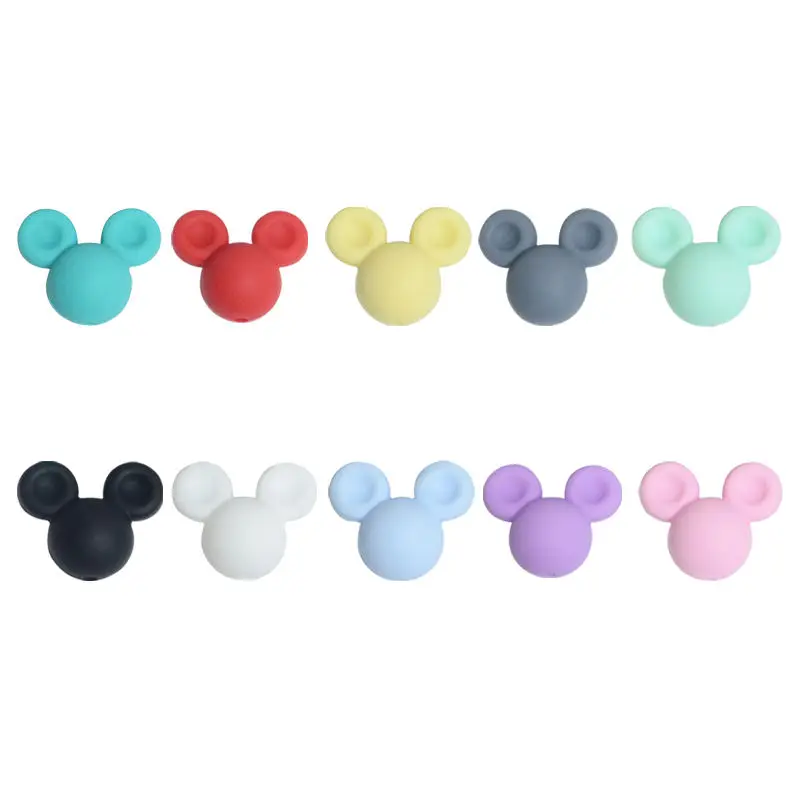 Teething Keychain Mickey New Custom Focal Wholesale Letter Bracelet Character Wristlet Silicone Beads For Pen Jewelry Making