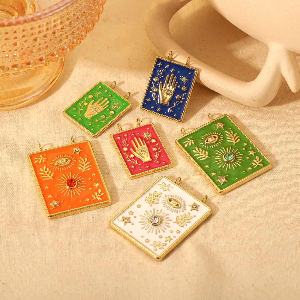 Manna Vintage Dripping Star Moon Sun Palm Eyes Stainless Steel Tarot Charm Accessories For Necklace Making