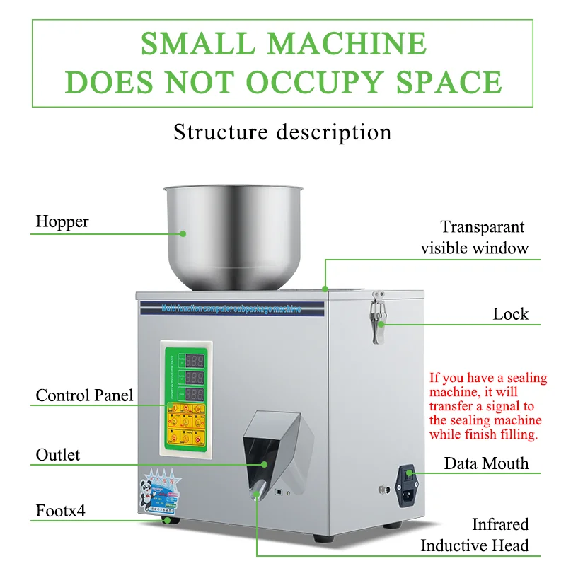 1-100g Semi Automatic Capsules Bottle Bag Powder Filler Tea Seeds Grains Powder Glitter Weighing Powder Filling Machine