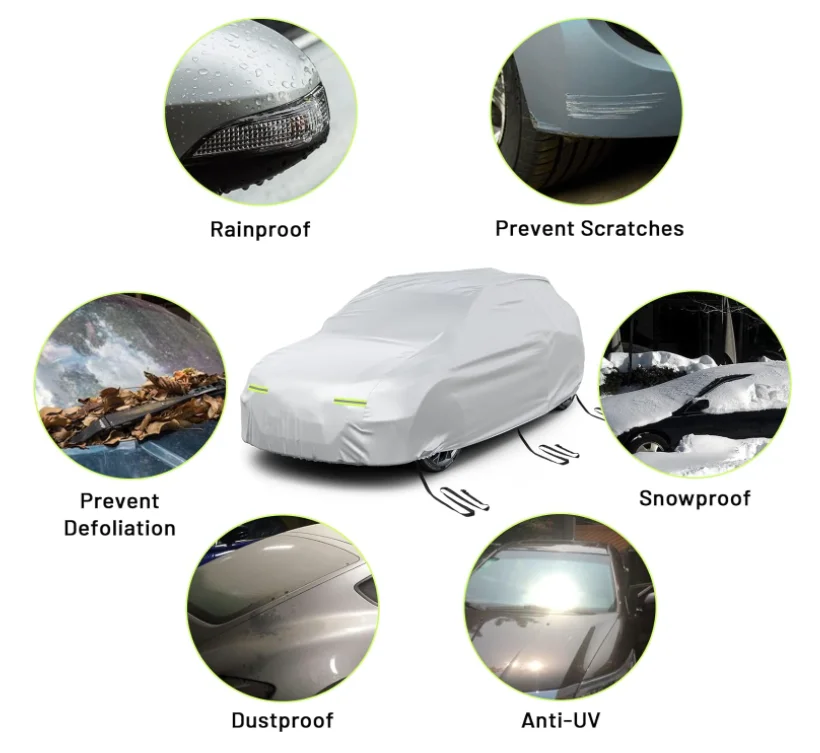 HOTO Outdoor Waterproof Dustproof Windproof UV Cover Universal Car all weather protection Cover Universal Full Car Cover