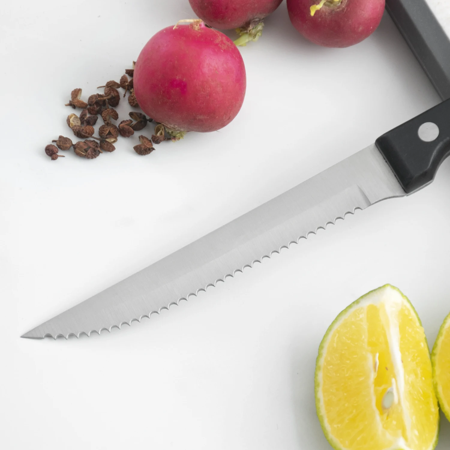 Ultra-Sharp and Never Require Sharpening Serrated Steak Knife set of 4 With POM handle