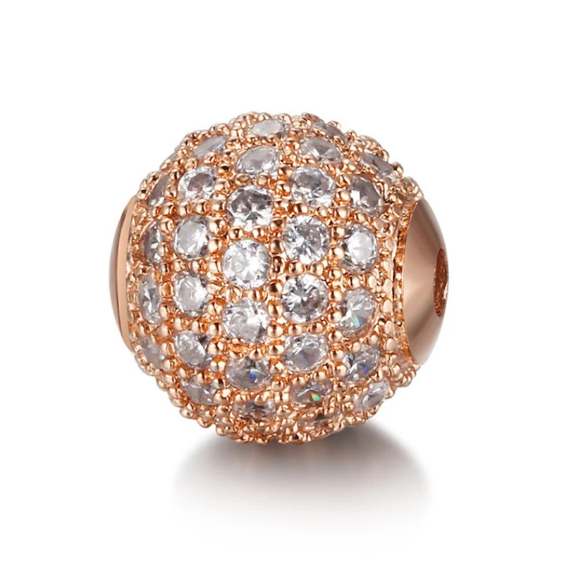 High Quality Micro Pave Clear CZ Ball Beads for Men Bracelet Women Jewelry Making