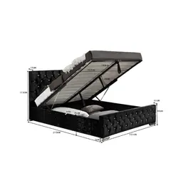 Hot Selling Leather And Fabric 160x200 British Style Gas Lift Ottoman Bed Frame With Storage