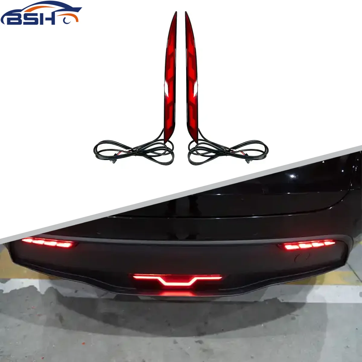 High Quality Car Auto Rear Bumper Diffuser Day Running Lighting System LED DRL With Reversing Light For Tesla Model Y