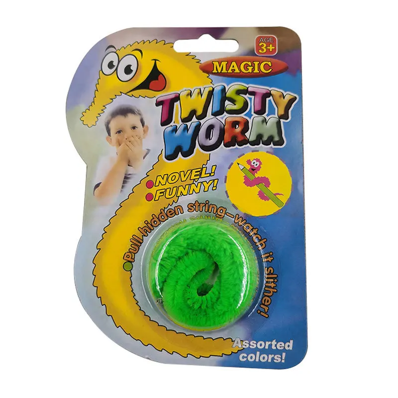 Colorful Magic Toy 23 cm Funny  Worm Fuzzy Worms Blister Card Packing  Plush Worm Toy For Kids