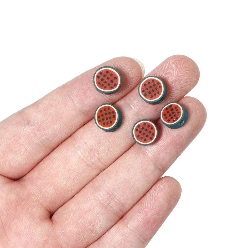 
50pcs 10mm Color Oblate watermelon Beads Polymer Clay Beads Polymer Clay Spacer Loose Beads for Necklace DIY Bracelet Accessorie 