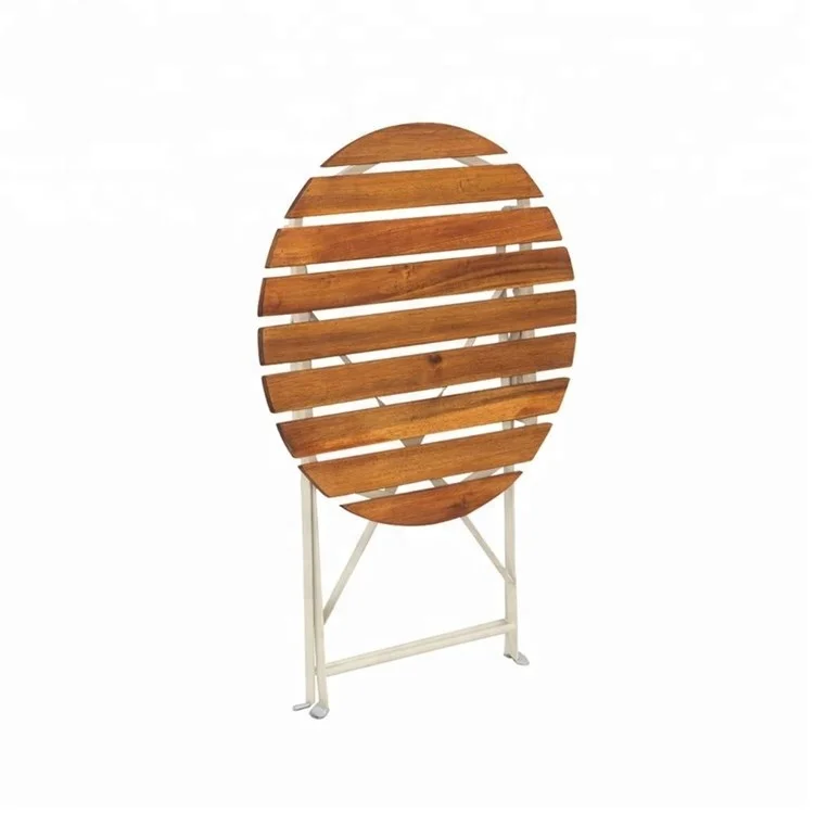 Outdoor Patio Bistro Set Metal Folding Table with ACACIA Wood