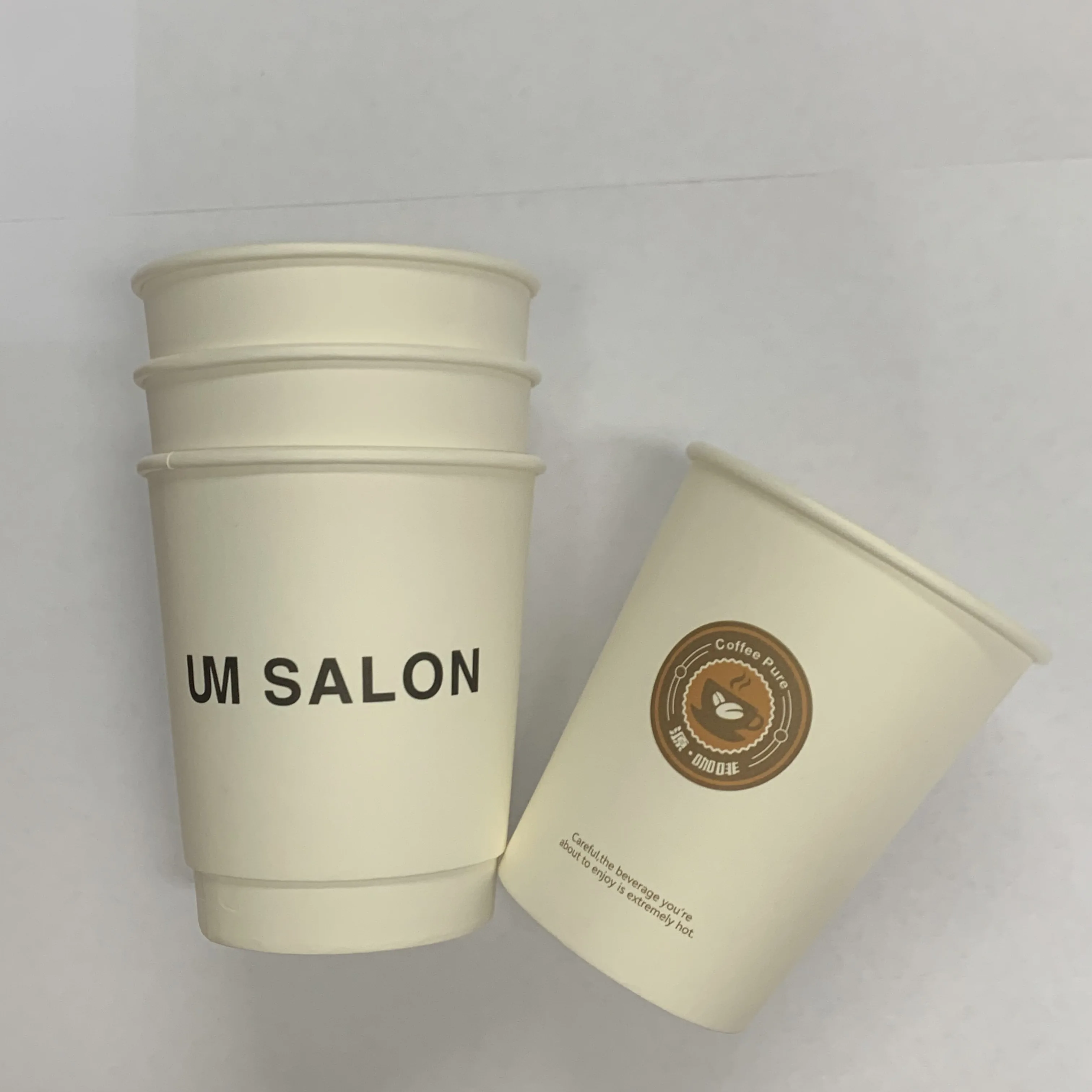 Custom Logo Printed 8oz 12oz Double Wall Coffee Paper Cups