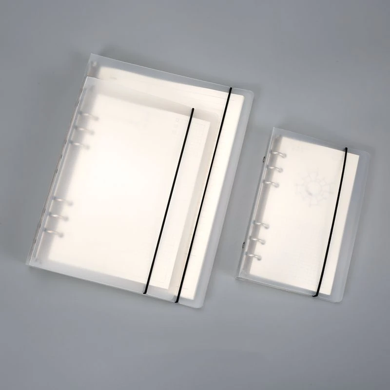 Wholesale Custom Sheets A4 A5  A6 B5 Writing Notebook Bookbinding 100gsm Paper with Clarity Transparent PVC Cover  File Ring