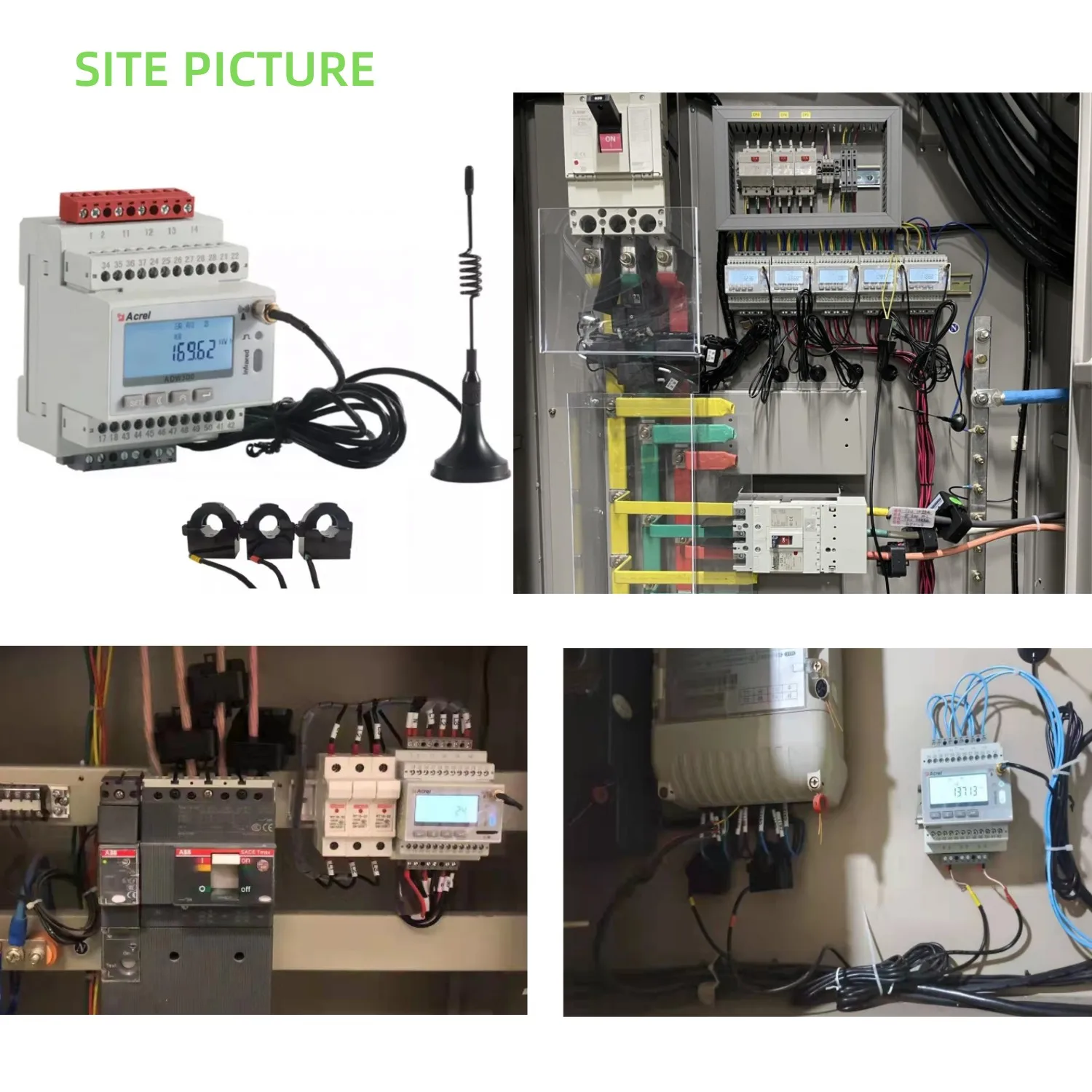 Acrel ADW300W-WF Wireless Power Meter Three Phase Din Rail RS485 WiFi with 3 External CTs for EMS System