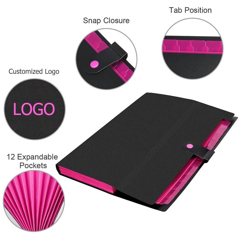 Простой пластиковый карман формата А4, расширяющаяся папка для файлов с принтом и ручкой