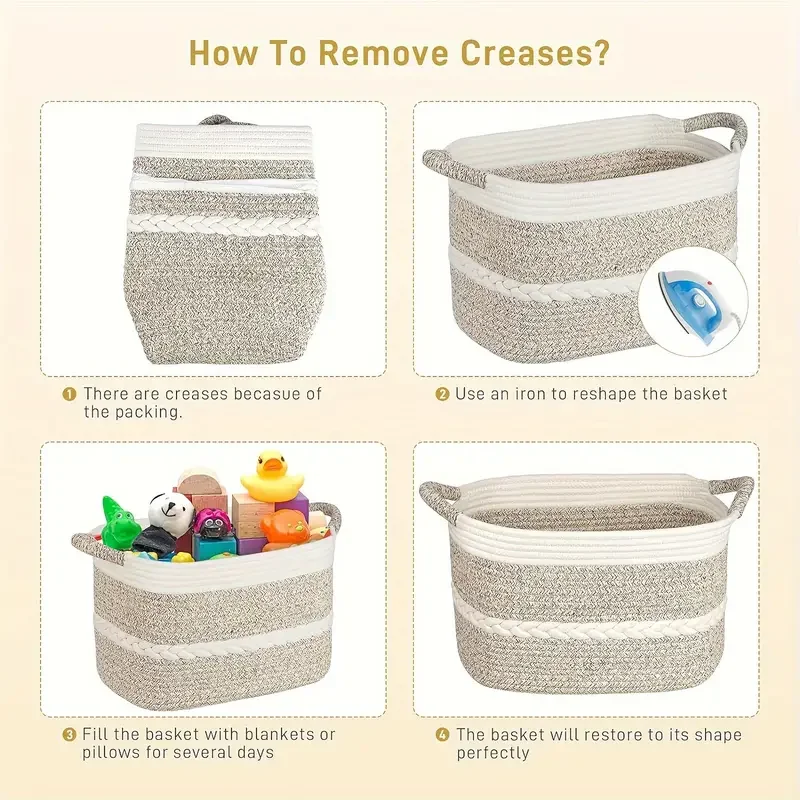 Living room toy sorting basket large cotton rope basket Clothing storage basket