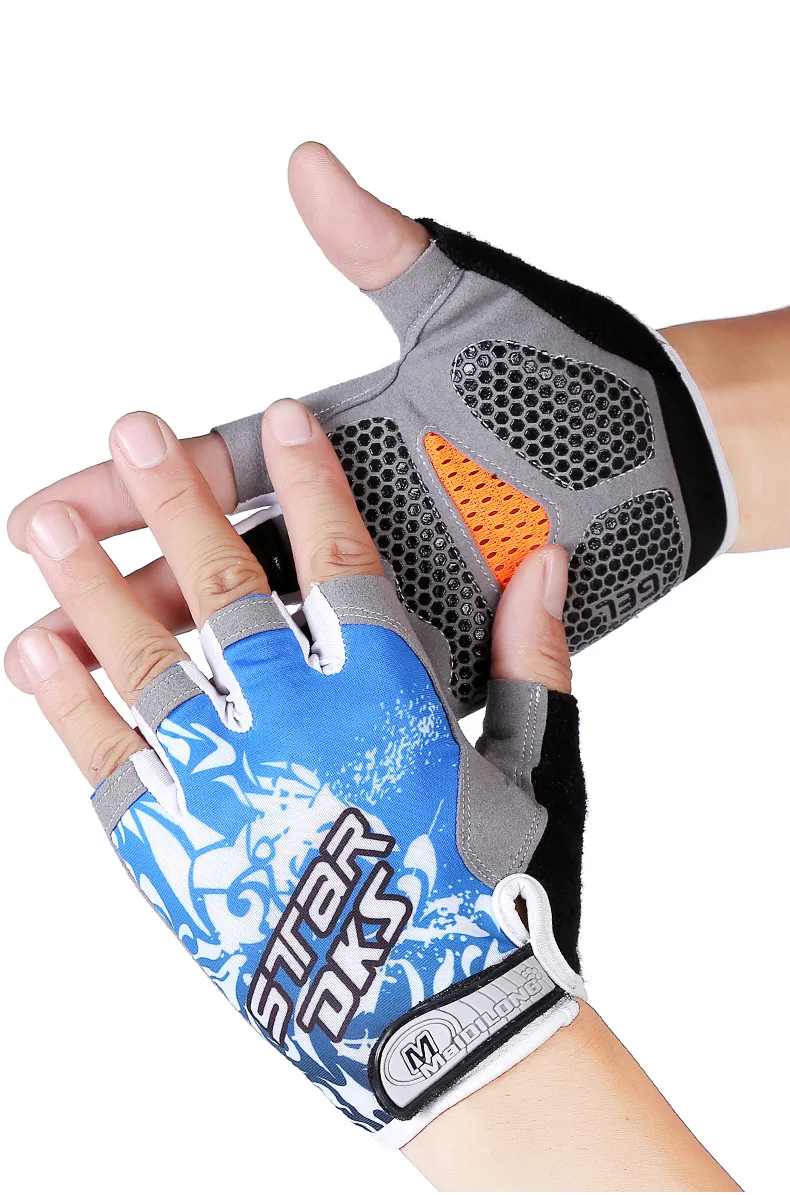 Promotion custom 100% polyester sports fingerless gloves with printing