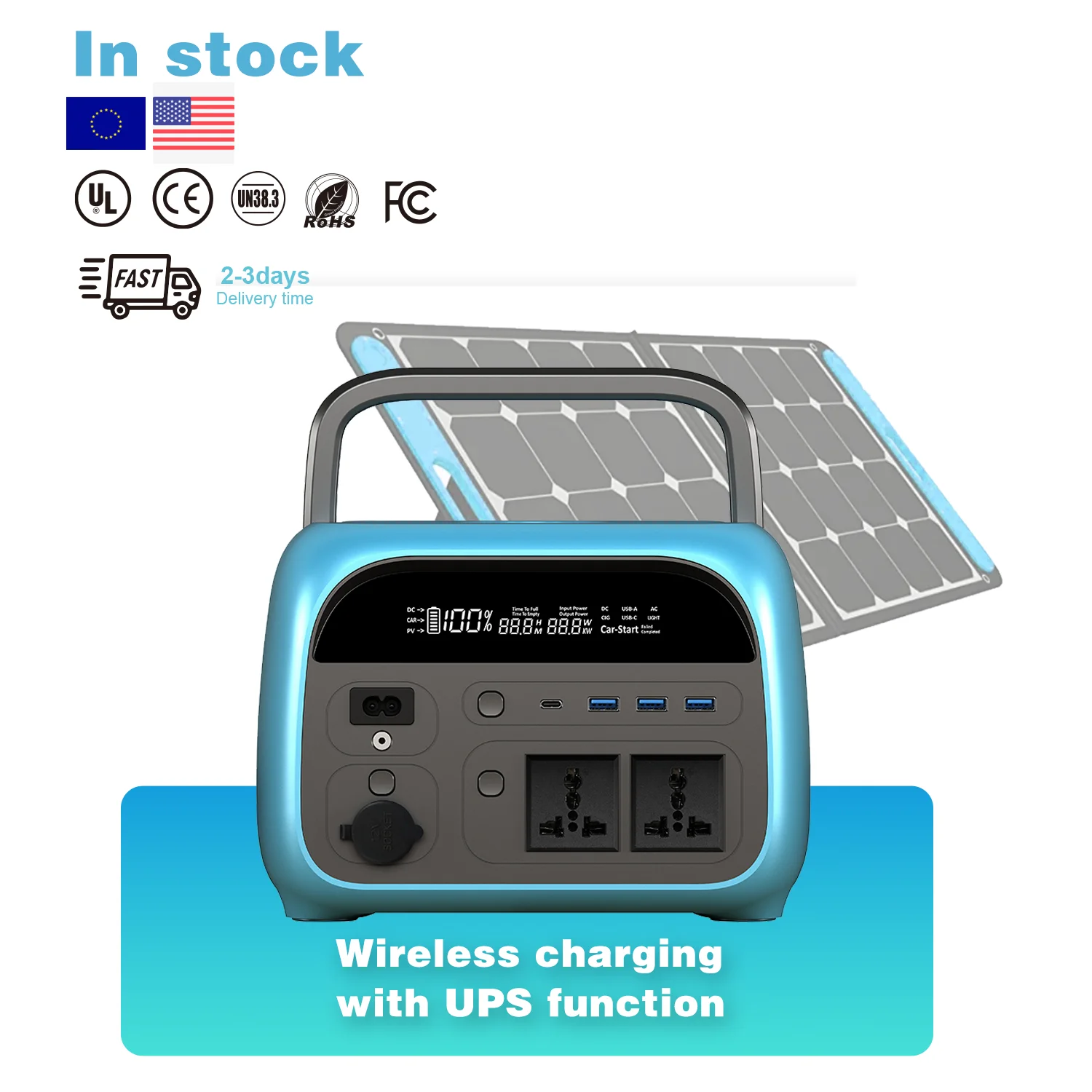 China Manufacturer 400W 600W Portable Lithium Battery Power Station AC DC USB Quick Charge Solar Generator