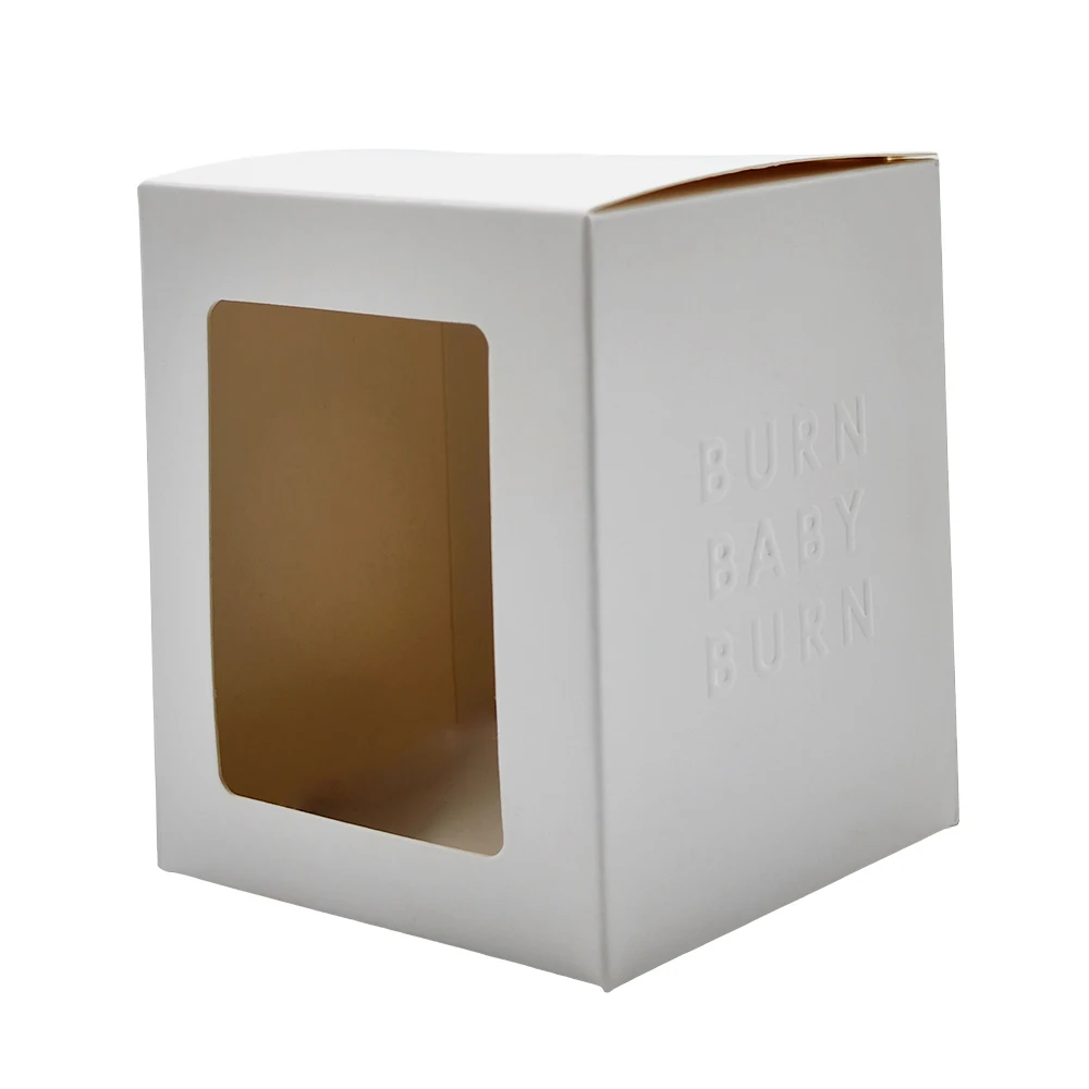 Custom Luxury White Paper Packing Embossing Scented Candle Boxes Packaging With Logo For Glass Perfume/Candles Jar